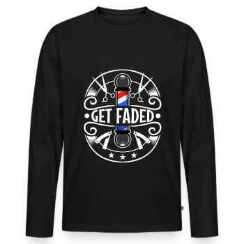 Get Faded Barber - Men's Premium Organic Long Sleeve Shirt - black - Front - Nico (187cm)