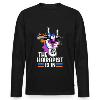 Le Hairapist est dans - T-shirt manches longues Premium bio Homme - noir - Devant - Nico (187cm)
