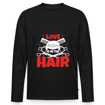 Love Is In The Hair - Men's Premium Organic Long Sleeve Shirt - black - Front - Nico (187cm)