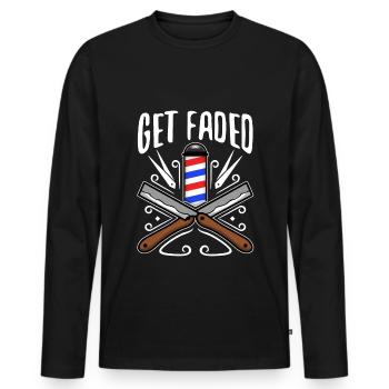 Get Faded Barber - Men's Premium Organic Long Sleeve Shirt - black - Front - Nico (187cm)