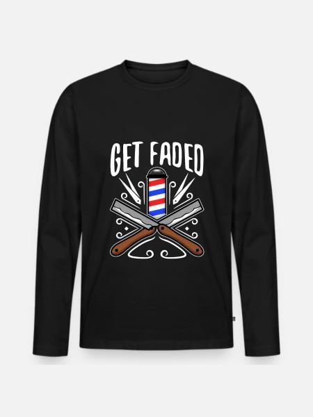 Get Faded Barber - Men's Premium Organic Long Sleeve Shirt - black