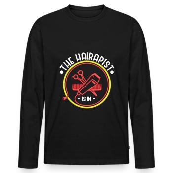 Le Hairapist est dans - T-shirt manches longues Premium bio Homme - noir - Devant - Nico (187cm)