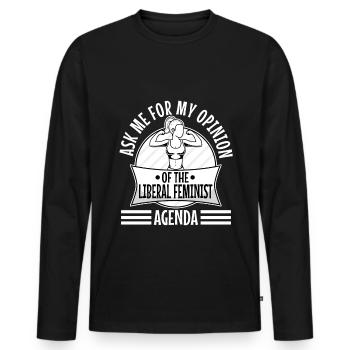 Ask me about my liberal feminist agenda - Men's Premium Organic Long Sleeve Shirt - black - Front - Nico (187cm)