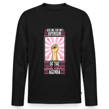 Ask me about my liberal feminist agenda - Men's Premium Organic Long Sleeve Shirt - black - Front - Nico (187cm)