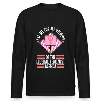 Ask me about my liberal feminist agenda - Men's Premium Organic Long Sleeve Shirt - black - Front - Nico (187cm)