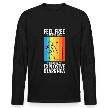 Ask me about my explosive diarrhea - Männer Premium Bio Langarmshirt - Schwarz - Vorne - Nico (187cm)