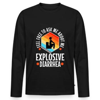Ask me about my explosive diarrhea - Männer Premium Bio Langarmshirt - Schwarz - Vorne - Nico (187cm)