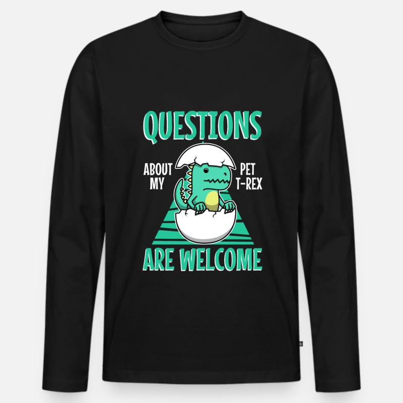 Ask me about my trex - Männer Premium Bio Langarmshirt - Schwarz