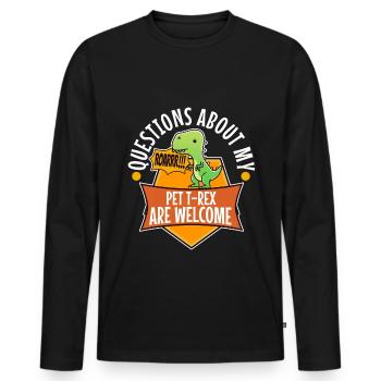 Posez-moi des questions sur mon trex - T-shirt manches longues Premium bio Homme - noir - Devant - Nico (187cm)