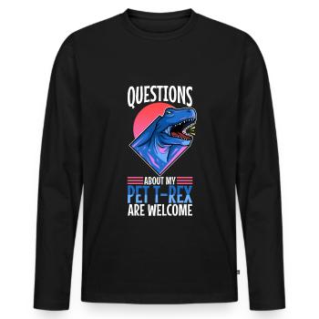 Posez-moi des questions sur mon trex - T-shirt manches longues Premium bio Homme - noir - Devant - Nico (187cm)