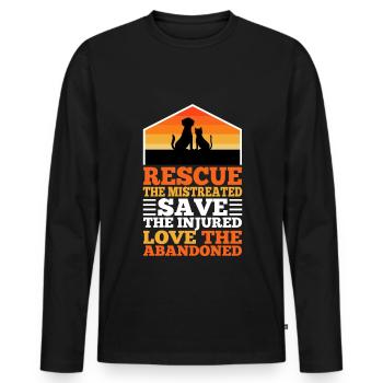Rescue the mistreated - Men's Premium Organic Long Sleeve Shirt - black - Front - Nico (187cm)