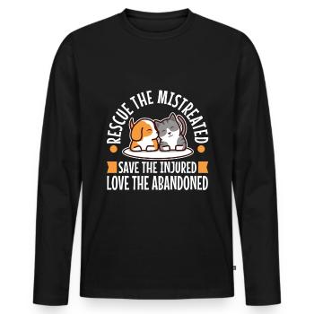 Rescue the mistreated - Men's Premium Organic Long Sleeve Shirt - black - Front - Nico (187cm)