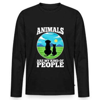 Les animaux sont mon genre de personnes - T-shirt manches longues Premium bio Homme - noir - Devant - Nico (187cm)