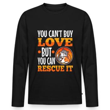 You can't buy love but you can rescue it - Men's Premium Organic Long Sleeve Shirt - black - Front - Nico (187cm)