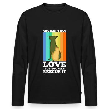 You can't buy love but you can rescue it - Men's Premium Organic Long Sleeve Shirt - black - Front - Nico (187cm)
