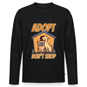Adopt don't shop - Männer Premium Bio Langarmshirt - Schwarz - Vorne - Nico (187cm)