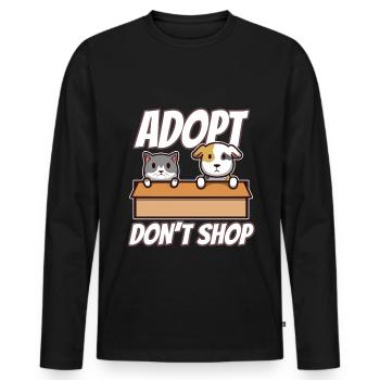 Adopt don't shop - Men's Premium Organic Long Sleeve Shirt - black - Front - Nico (187cm)