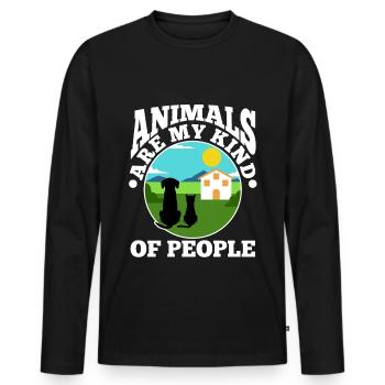 Les animaux sont mon genre de personnes - T-shirt manches longues Premium bio Homme - noir - Devant - Nico (187cm)