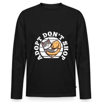 Adopt don't shop - Männer Premium Bio Langarmshirt - Schwarz - Vorne - Nico (187cm)
