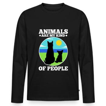 Les animaux sont mon genre de personnes - T-shirt manches longues Premium bio Homme - noir - Devant - Nico (187cm)