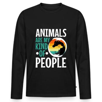Les animaux sont mon genre de personnes - T-shirt manches longues Premium bio Homme - noir - Devant - Nico (187cm)