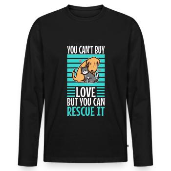 You can't buy love but you can rescue it - Men's Premium Organic Long Sleeve Shirt - black - Front - Nico (187cm)