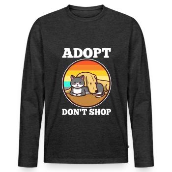 Adopt don't shop - Men's Premium Organic Long Sleeve Shirt - heather anthracite - Front - Nico (187cm)