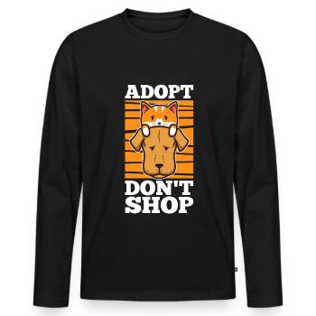 Adopt don't shop - Männer Premium Bio Langarmshirt - Schwarz - Vorne - Nico (187cm)