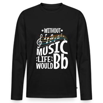 Sans la musique, la vie serait plate - T-shirt manches longues Premium bio Homme - noir - Devant - Nico (187cm)