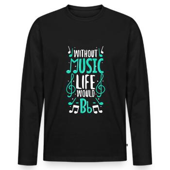 Sans la musique, la vie serait plate - T-shirt manches longues Premium bio Homme - noir - Devant - Nico (187cm)