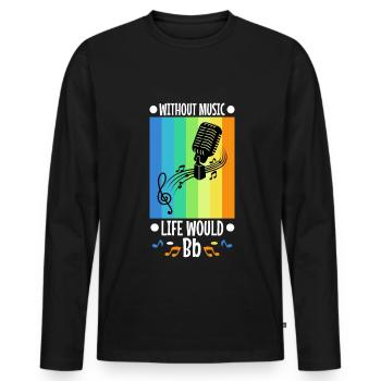 Sans la musique, la vie serait plate - T-shirt manches longues Premium bio Homme - noir - Devant - Nico (187cm)