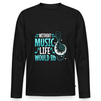Sans la musique, la vie serait plate - T-shirt manches longues Premium bio Homme - noir - Devant - Nico (187cm)