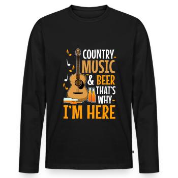 Country music and beer thats why im here - Männer Premium Bio Langarmshirt - Schwarz - Vorne - Nico (187cm)
