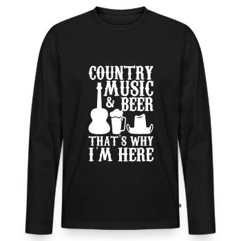 Country music and beer thats why im here - Männer Premium Bio Langarmshirt - Schwarz - Vorne - Nico (187cm)