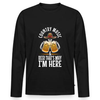 Country music and beer thats why im here - Männer Premium Bio Langarmshirt - Schwarz - Vorne - Nico (187cm)