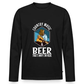 Country music and beer thats why im here - Männer Premium Bio Langarmshirt - Schwarz - Vorne - Nico (187cm)