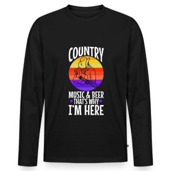Country music and beer thats why im here - Männer Premium Bio Langarmshirt - Schwarz - Vorne - Nico (187cm)