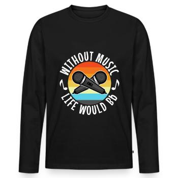 Sans la musique, la vie serait plate - T-shirt manches longues Premium bio Homme - noir - Devant - Nico (187cm)