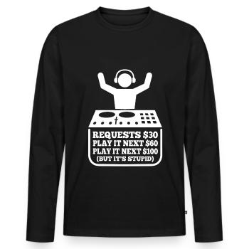 DJ Request - Men's Premium Organic Long Sleeve Shirt - black - Front - Nico (187cm)