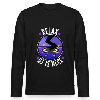 Relax the DJ is here - Men's Premium Organic Long Sleeve Shirt - black - Front - Nico (187cm)