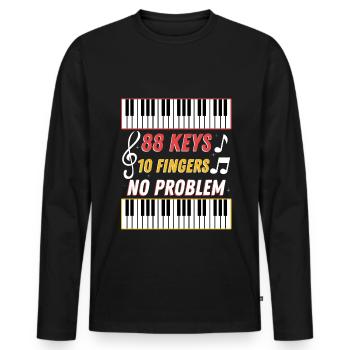 88 keys 10 fingers no problem - Männer Premium Bio Langarmshirt - Schwarz - Vorne - Nico (187cm)