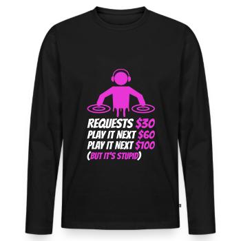 DJ Request - Men's Premium Organic Long Sleeve Shirt - black - Front - Nico (187cm)