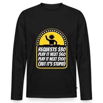 DJ Request - Men's Premium Organic Long Sleeve Shirt - black - Front - Nico (187cm)