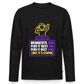 DJ Request - Men's Premium Organic Long Sleeve Shirt - black - Front - Nico (187cm)
