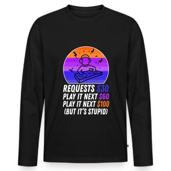 DJ Request - Men's Premium Organic Long Sleeve Shirt - black - Front - Nico (187cm)
