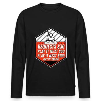 DJ Request - Men's Premium Organic Long Sleeve Shirt - black - Front - Nico (187cm)