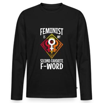 Feminist is my second favorite f word - Men's Premium Organic Long Sleeve Shirt - black - Front - Nico (187cm)