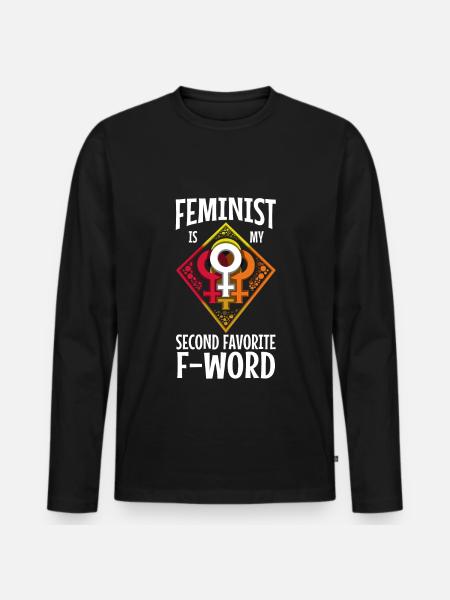 Feminist is mijn tweede favoriete f-woord - Mannen Premium Bio shirt met lange mouwen - zwart