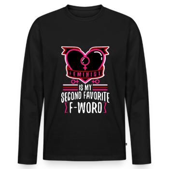 Feminist is my second favorite f word - Men's Premium Organic Long Sleeve Shirt - black - Front - Nico (187cm)