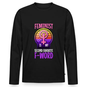Feminist is my second favorite f word - Men's Premium Organic Long Sleeve Shirt - black - Front - Nico (187cm)